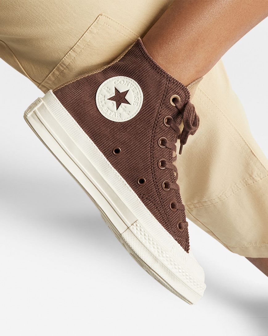 Tenisi Inalti Dama Converse Chuck 70 Stretch Corduroy Maro Kaki | RO IYNUW479